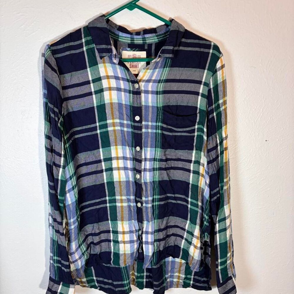 Perfect Shirt Plaid blue green white womens xl